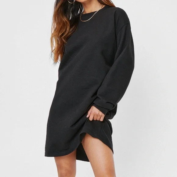 open lace back dress Black Oversized Champagne Popping Sweater Dress XXL / Black / H24289